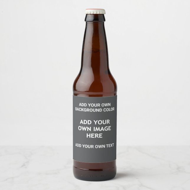 Your background colour, your image, your own text beer bottle label (Front)