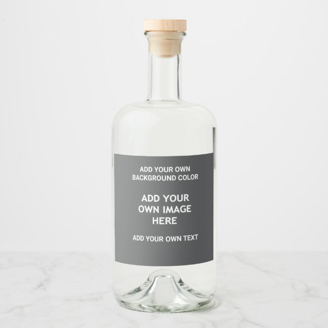 Your background colour, your image, your own text liquor bottle label (Front)