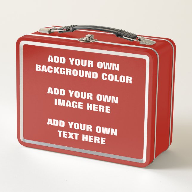 Your background colour, your image, your own text metal lunch box (Front)