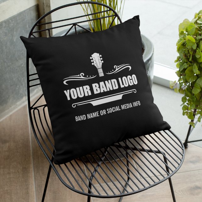 Your Band Logo - Choose Your Background Colour Cushion (Customize to change background color or add more text.)