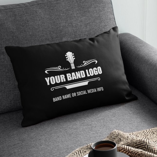 Your Band Logo - Choose Your Background Colour Decorative Cushion (Customize to change background color or add more text.)