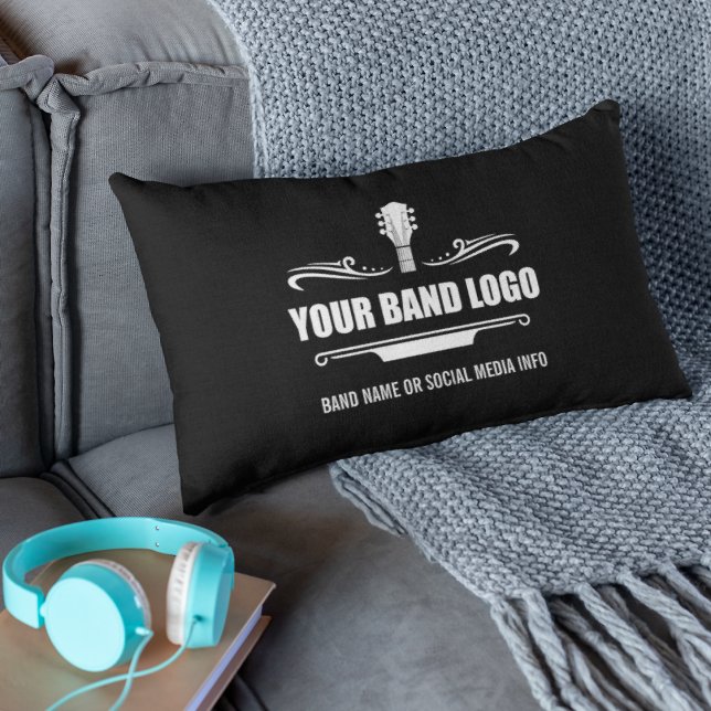 Your Band Logo - Choose Your Background Colour Lumbar Cushion (Customize to change background color or add more text.)