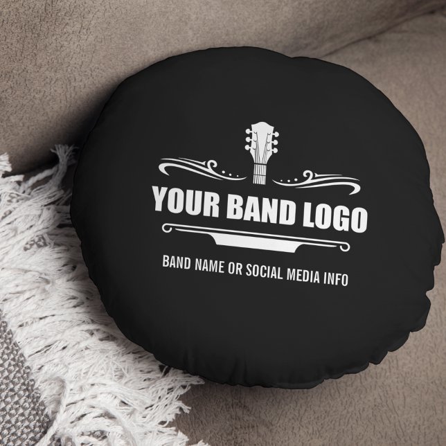 Your Band Logo - Choose Your Background Colour Round Cushion (Customize to change background color or add more text.)