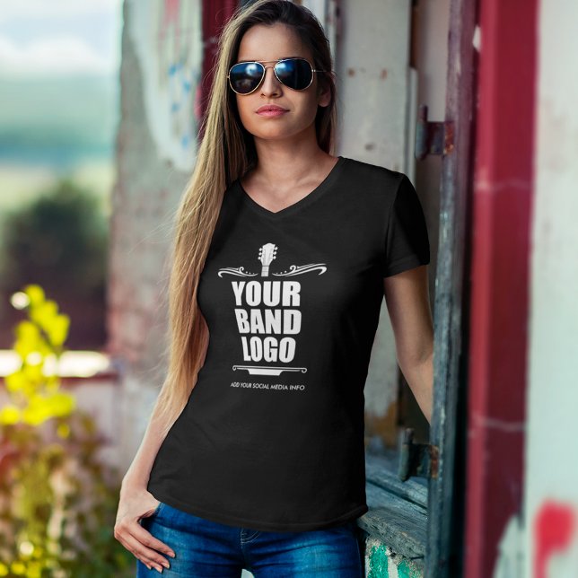 Your Band Logo - Choose Your Colour V Neck T-Shirt (Choose from a variety of colors, styles and sizes.)