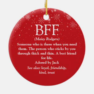 Your BFF Definition Best Friend Snowflakes Red Ceramic Tree Decoration