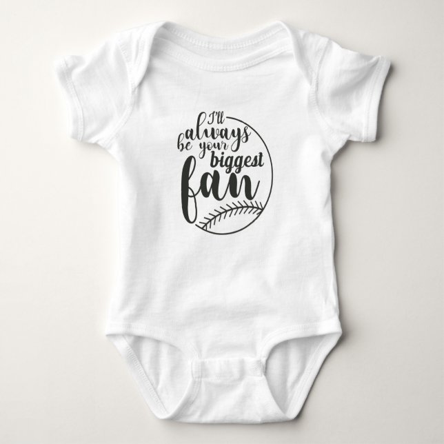 Your Biggest Fan Baseball Print Baby Bodysuit (Front)