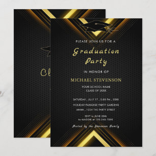 Your Black and Gold Graduation Invitation Template