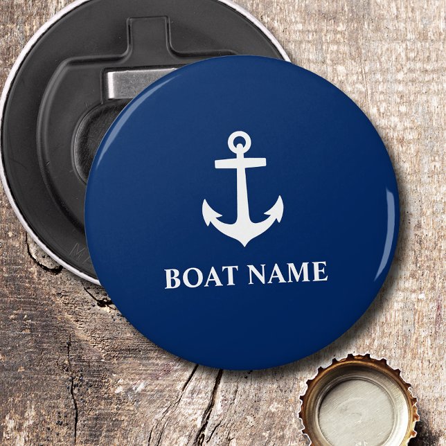 Your Boat Name Anchor Blue Bottle Opener (Creator Uploaded)
