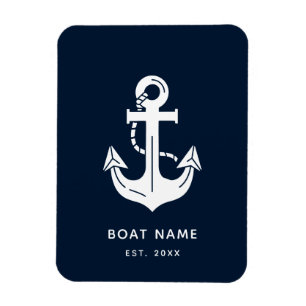 Your Boat Name Anchor Blue  Magnet