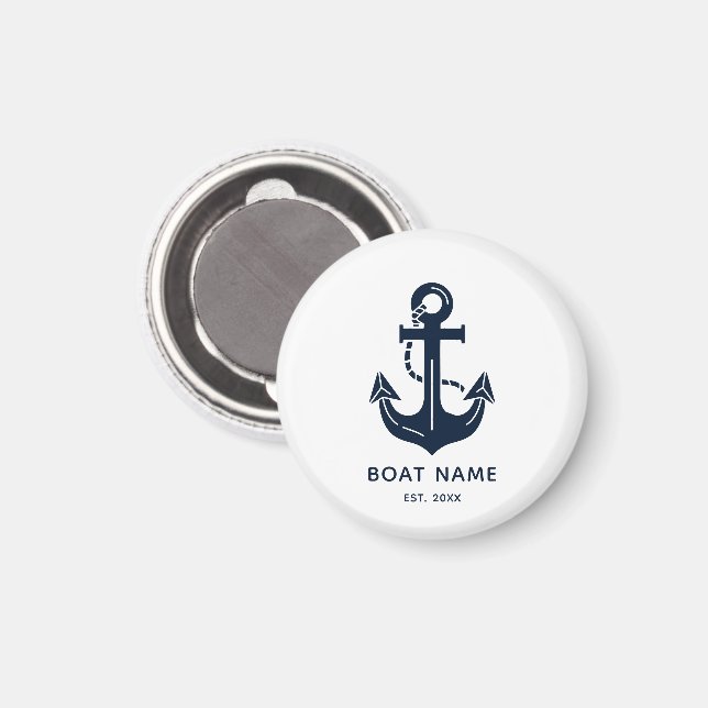 Your Boat Name Anchor Blue  Magnet (Front/Back)