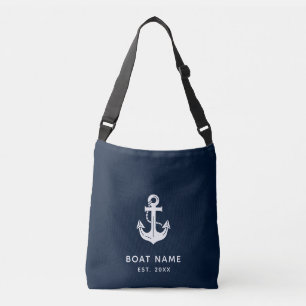 Your Boat Name Anchor Blue Nautical Crossbody Bag