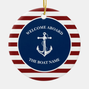 Your Boat Name Anchor Ceramic Tree Decoration
