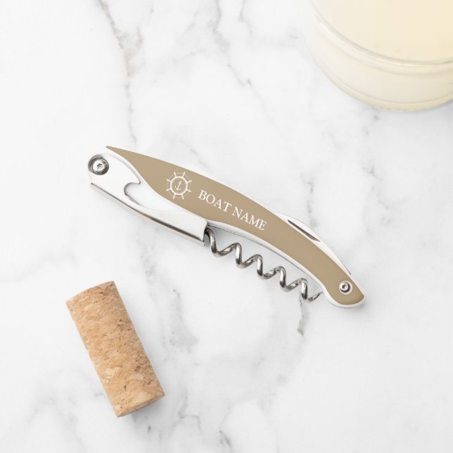 Your Boat Name Anchor Cream Corkscrew (Front)