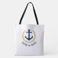 Your Boat Name Anchor Gold Laurel Large White