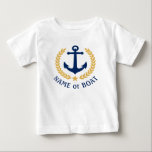 Your Boat Name Anchor Gold Laurel Leaves Star Baby T-Shirt<br><div class="desc">A custom designed nautical boat anchor,  gold style laurel leaves and a gold star with and your personalised name or boat name on a baby white t-shirt. Several colours to choose from. Makes a great gift.</div>