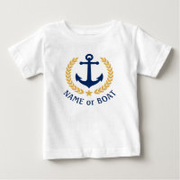 Your Boat Name Anchor Gold Laurel Leaves Star