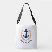 Your Boat Name Anchor Gold Style Laurel white
