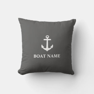 Your Boat Name Anchor Gray Cushion