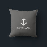 Your Boat Name Anchor Grey Cushion<br><div class="desc">Your Boat Name Anchor Grey Throw Pillow Cushion.</div>