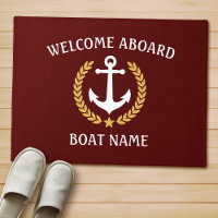 Your Boat Name Anchor Laurel Welcome Aboard Red