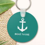 Your Boat Name Anchor Nautical Style Key Ring<br><div class="desc">Your boat name or other desired text with a classic anchor on a nautical style key chain.</div>