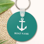 Your Boat Name Anchor Nautical Style Key Ring<br><div class="desc">Your boat name or other desired text with a classic anchor on a nautical style key chain.</div>