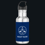 Your Boat Name Anchor & Oars Navy Blue 532 Ml Water Bottle<br><div class="desc">Your Personalised Name,  Boat Name or Text with a Nautical Anchor,  Crossed Oars - Paddles on a Navy Blue Water Bottle.</div>