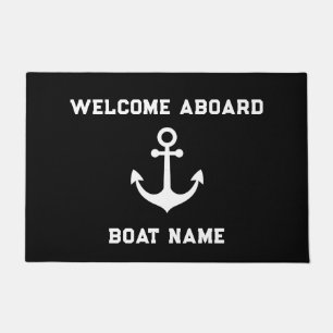 Your Boat Name Anchor Welcome Aboard Doormat