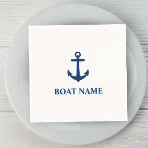 Your Boat Name Blue Anchor Napkin