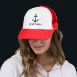 Your Boat Name Blue Anchor Trucker Hat<br><div class="desc">Your Boat Name Blue Anchor Hat</div>