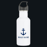 Your Boat Name Blue Anchor White 532 Ml Water Bottle<br><div class="desc">Your Boat Name Blue Anchor White Water Bottle</div>