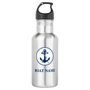 Your Boat Name Blue Rope & Anchor 532 Ml Water Bottle