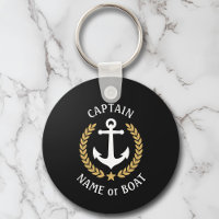 Your Boat Name Captain Anchor Laurel Navy Black