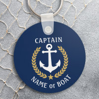 Your Boat Name Captain Anchor Laurel Navy Blue