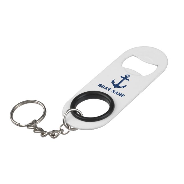 Your Boat Name Classic Nautical Anchor Navy Blue (Front Angled)