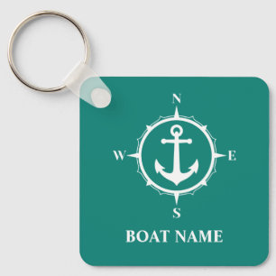 Your Boat Name Compass Anchor ca0a Key Ring