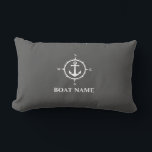 Your Boat Name Compass Anchor Grey Lumbar Cushion<br><div class="desc">Your Boat Name Compass Anchor Grey Patio Lumbar Pillow Cushion.</div>