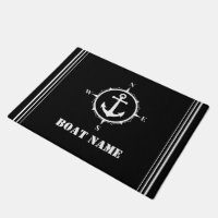 Your Boat Name Compass Anchor Modern Black