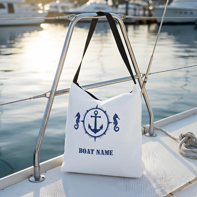 Your Boat Name Cross Body Tote Seahorse Anchor (Creator Uploaded)