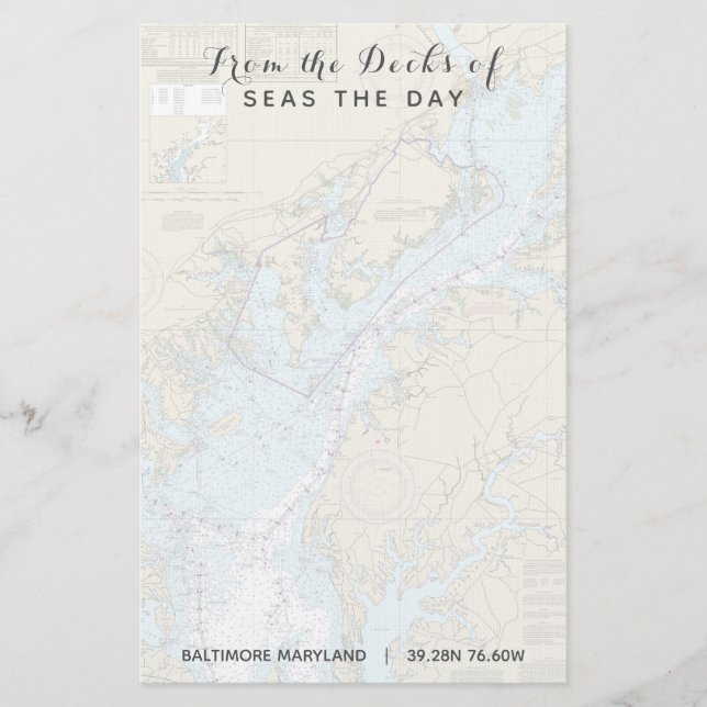 Your Boat Name From the Decks of Maryland Nautical Stationery (Front)