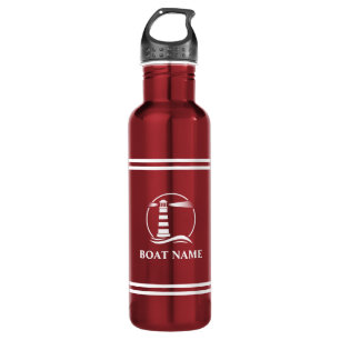 Your Boat Name Lighthouse White Striped Red 710 Ml Water Bottle