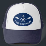 Your Boat Name Nautical Ship Anchor Crossed Oars Trucker Hat<br><div class="desc">A Nautical Boat Anchor and Crossed Oars with Your Personalized Boat Name or other Text on a Classic Trucker Hat.</div>