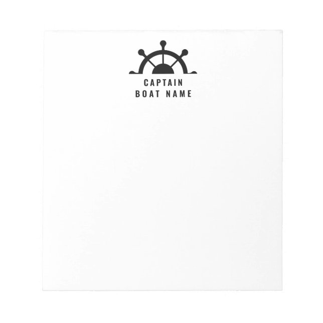 Your Boat Name Nautical Ships Wheel Helm Notepad (Front)