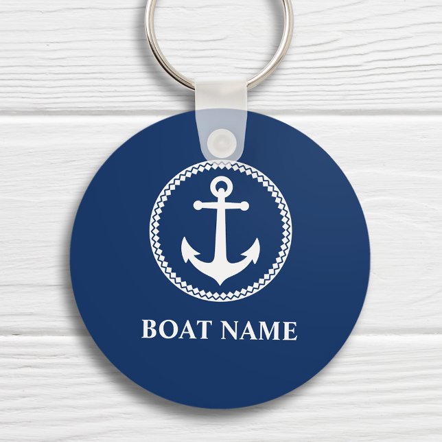 Your Boat Name Sea Anchor Blue Key Ring (Creator Uploaded)