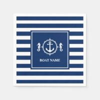 Your Boat Name Seahorse Anchor Blue Stripes