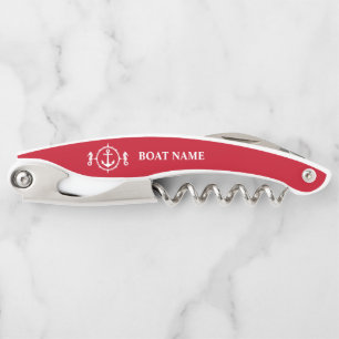 Your Boat Name Seahorse Anchor in Red Corkscrew