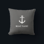 Your Boat Name Vintage Anchor Ash Grey Cushion<br><div class="desc">Your Boat Name Vintage Anchor Ash Grey  Outdoor Throw Pillow Cushion.</div>