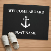 Your Boat Name Vintage Anchor Black Welcome Aboard