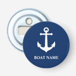 Your Boat Name Vintage Anchor Blue Bottle Opener<br><div class="desc">Your Boat Name Vintage Anchor Blue Bottle Opener</div>