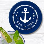 Your Boat Name | Vintage Nautical Anchor Navy 4pc Coaster Set<br><div class="desc">Your Personalised Boat Name with Vintage Nautical Anchor 4pc Coaster Set on Navy Blue.</div>